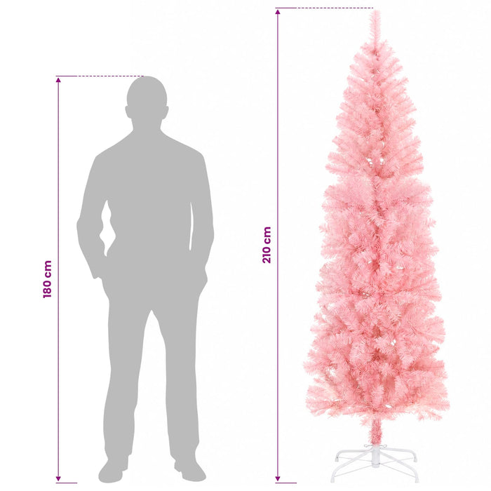Copac Artificial Slăb de Crăciun 210 cm PVC și Oțel Roz WALTI