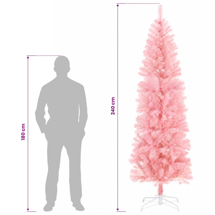 Copac Artificial Slăb de Crăciun 240 cm PVC și Oțel Roz WALTI