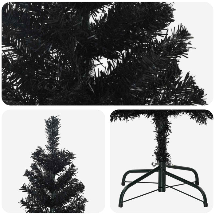 Copac Artificial Slăb de Crăciun 210 cm PVC și Oțel Negru WALTI