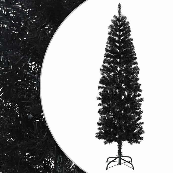 Copac Artificial Slăb de Crăciun 210 cm PVC și Oțel Negru WALTI