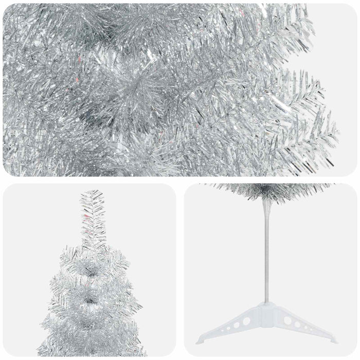 Copac Artificial Slăb de Crăciun 150 cm PVC și Oțel Argintiu WALTI