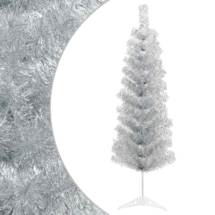 Copac Artificial Slăb de Crăciun 150 cm PVC și Oțel Argintiu WALTI
