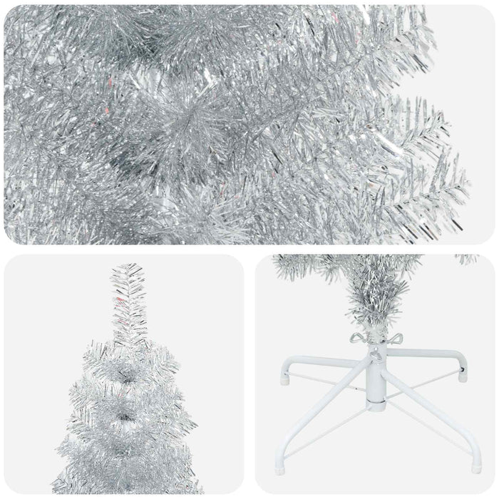 Copac Artificial Slăb de Crăciun 180 cm PVC și Oțel Argintiu WALTI