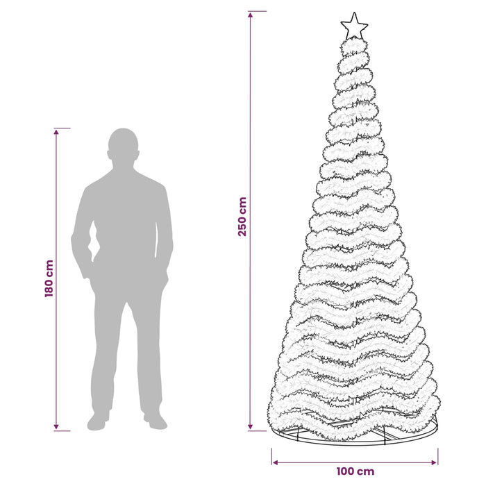 Brad de Crăciun din beteală cu LED și suport EKENAS 250 cm WALTI