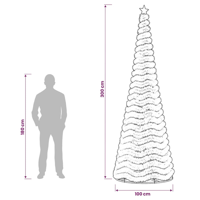 Brad de Crăciun din beteală cu LED și suport EKENAS 300 cm WALTI