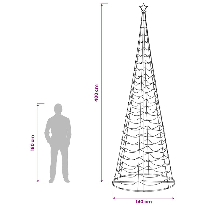Brad de Crăciun spiralat cu LED, cu bază EKENAS 400 cm WALTI