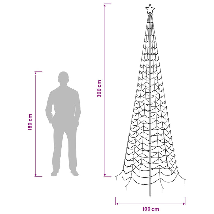 Brad de Crăciun spiralat LED cu țăruș EKENAS 300 cm 475 LED-uri WALTI