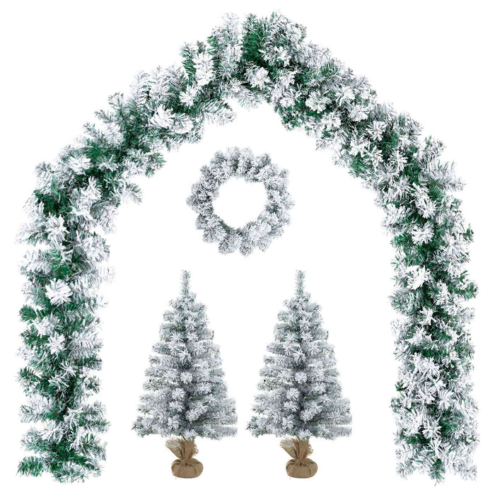 Set mini brad de Crăciun 45 cm PVC Verde și alb WALTI