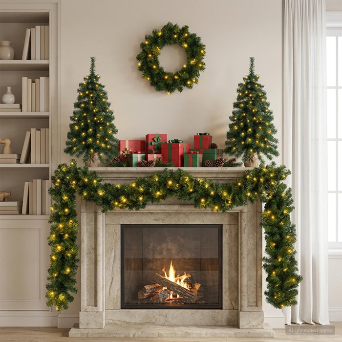 Set mini brad de Crăciun 60 cm 125 LED-uri Alb cald PVC Verde - WALTI WALTI