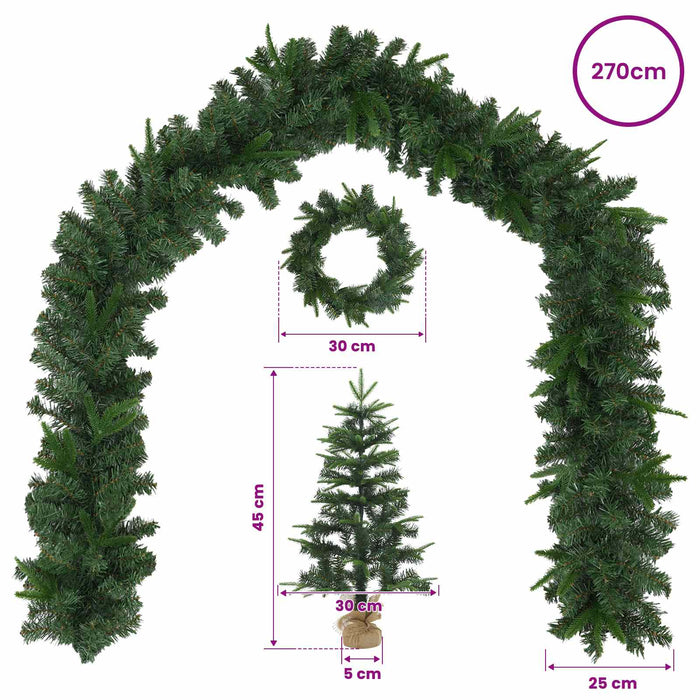 Set mini brad de Crăciun 45 cm PVC și PE Verde WALTI
