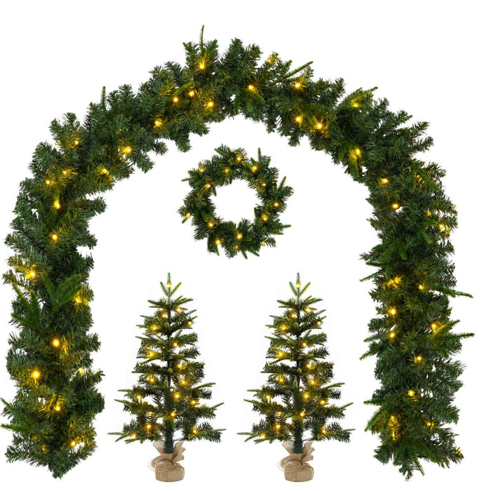 Set mini brad de Crăciun 45 cm 125 LED-uri Alb cald PVC și PE WALTI