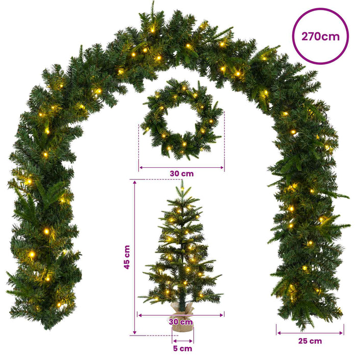 Set mini brad de Crăciun 45 cm 125 LED-uri Alb cald PVC și PE WALTI