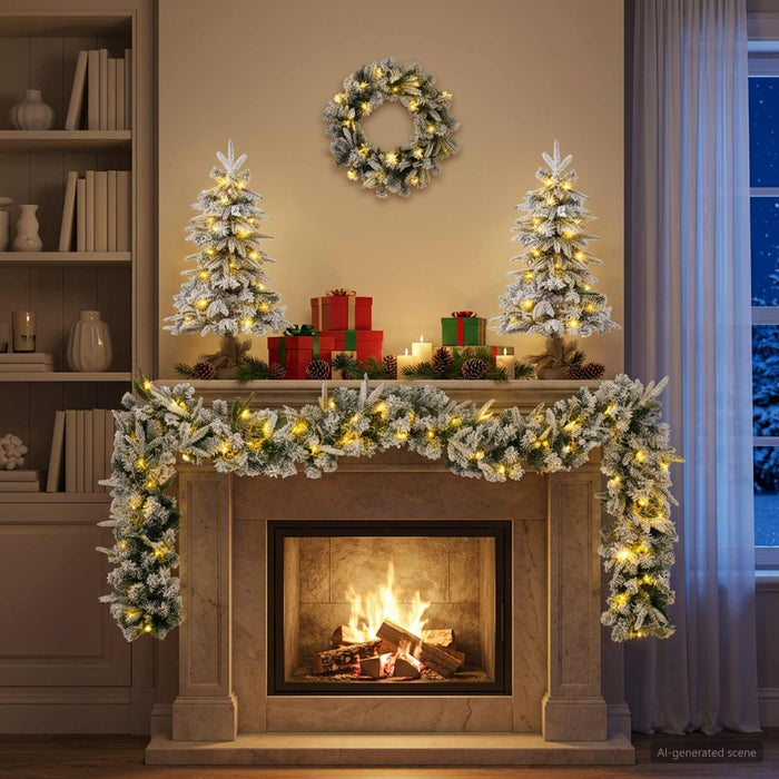 Set mini brad de Crăciun 60 cm 125 LED-uri Alb cald PVC și PE - WALTI WALTI