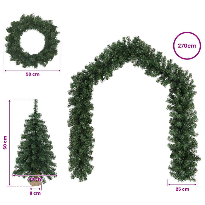 Set mini brad de Crăciun 60 cm PVC Verde WALTI