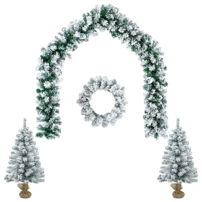Set mini brad de Crăciun 60 cm PVC Verde și alb WALTI