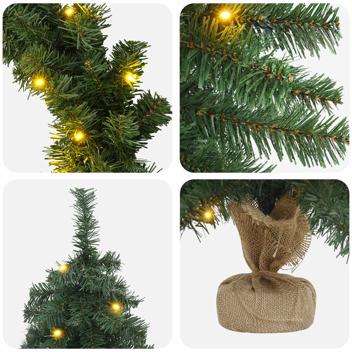 Set mini brad de Crăciun 60 cm 125 LED-uri Alb cald PVC Verde - WALTI WALTI