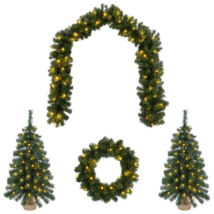 Set mini brad de Crăciun 60 cm 125 LED-uri Alb cald PVC Verde - WALTI WALTI