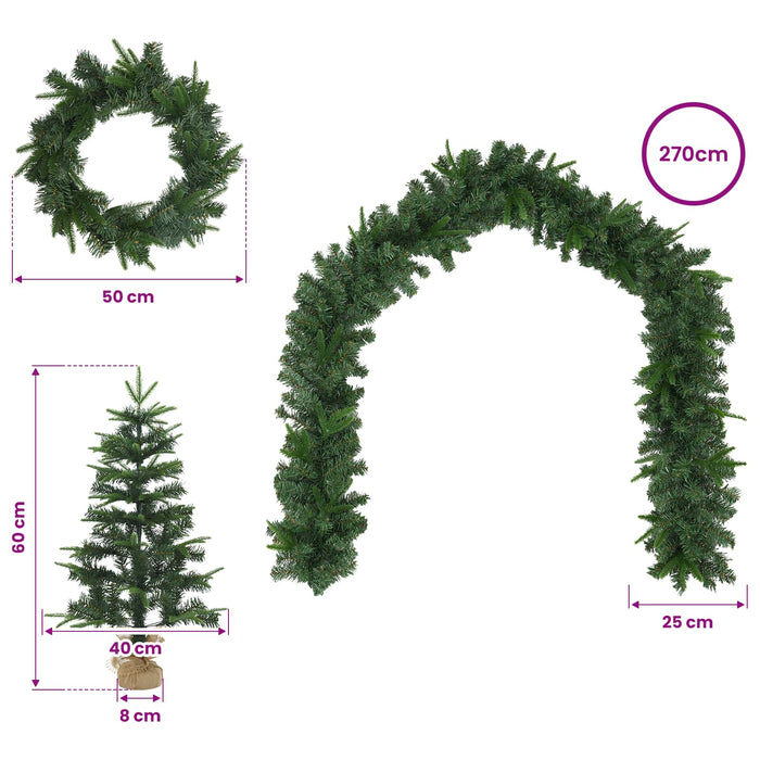 Set mini brad de Crăciun 60 cm PVC și PE Verde - WALTI WALTI