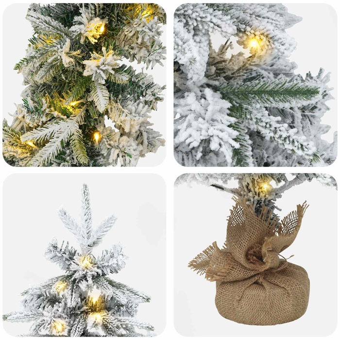 Set mini brad de Crăciun 60 cm 125 LED-uri Alb cald PVC și PE - WALTI WALTI