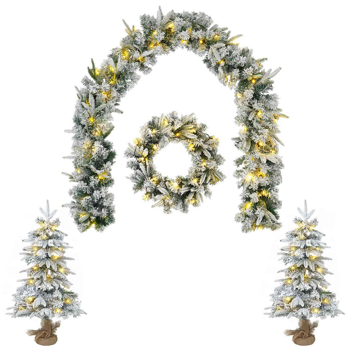 Set mini brad de Crăciun 60 cm 125 LED-uri Alb cald PVC și PE - WALTI WALTI