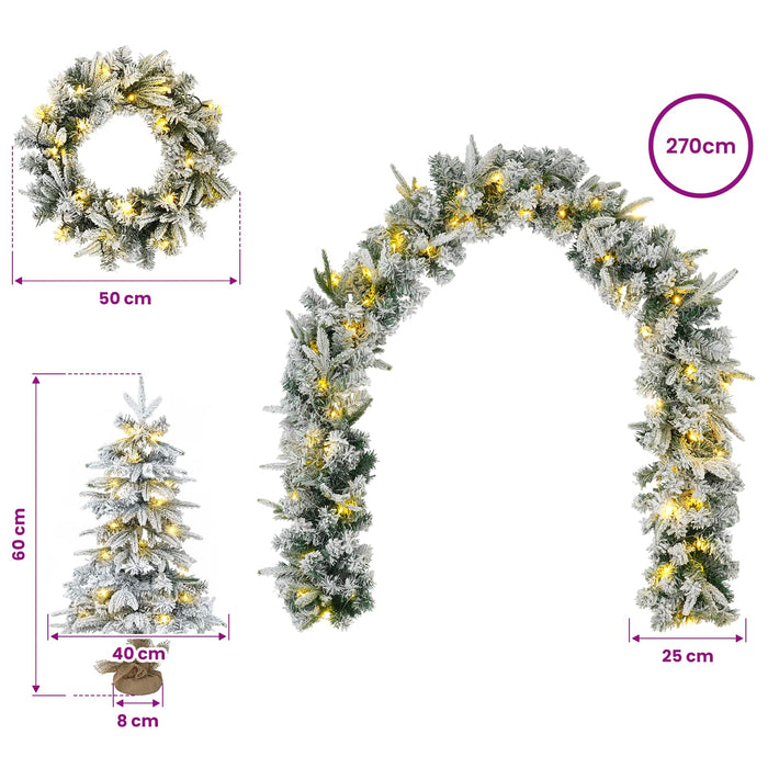 Set mini brad de Crăciun 60 cm 125 LED-uri Alb cald PVC și PE - WALTI WALTI