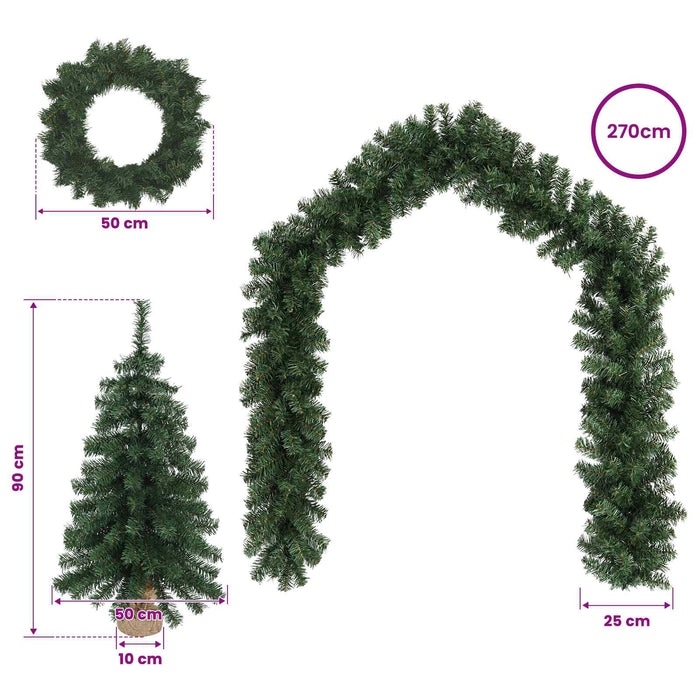 Set mini brad de Crăciun 90 cm PVC Verde WALTI