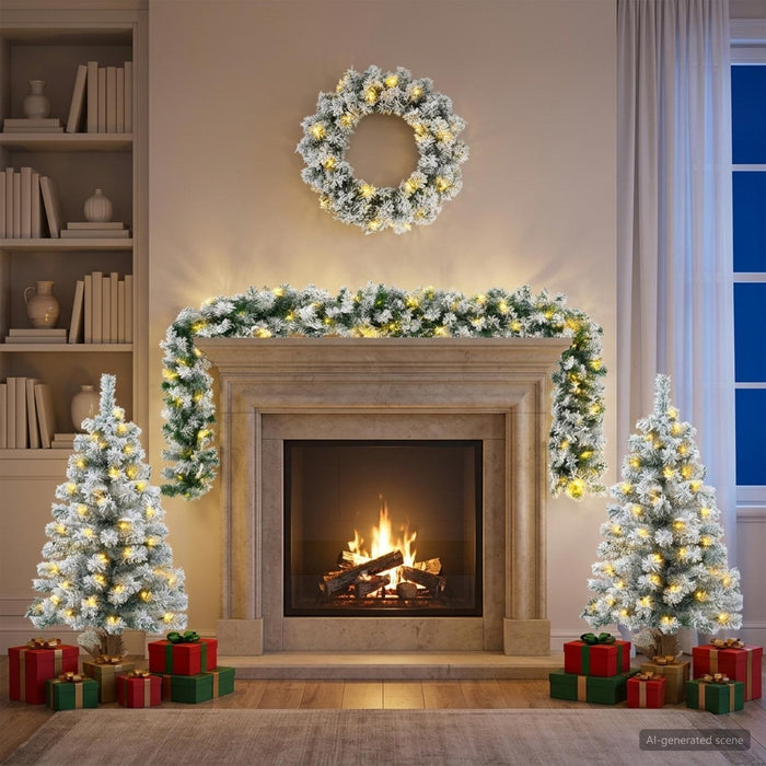 Set mini brad de Crăciun 90 cm 175 LED-uri Alb cald PVC WALTI