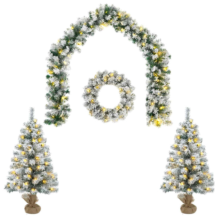 Set mini brad de Crăciun 90 cm 175 LED-uri Alb cald PVC WALTI