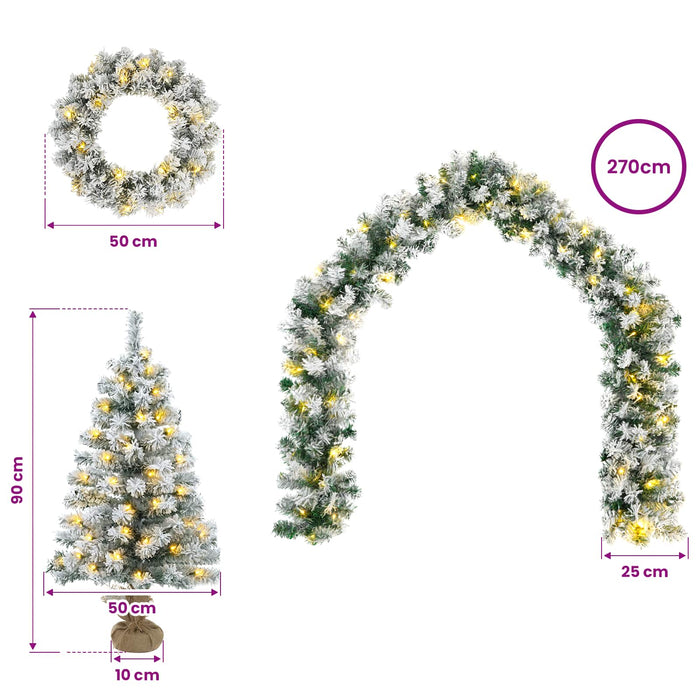 Set mini brad de Crăciun 90 cm 175 LED-uri Alb cald PVC WALTI