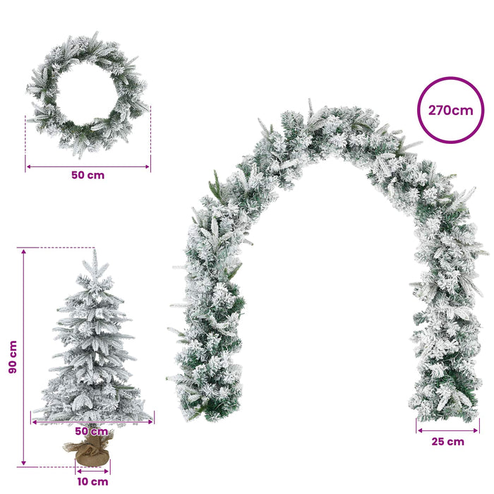 Brad de Crăciun mini 90 cm PVC și PE Verde și alb WALTI