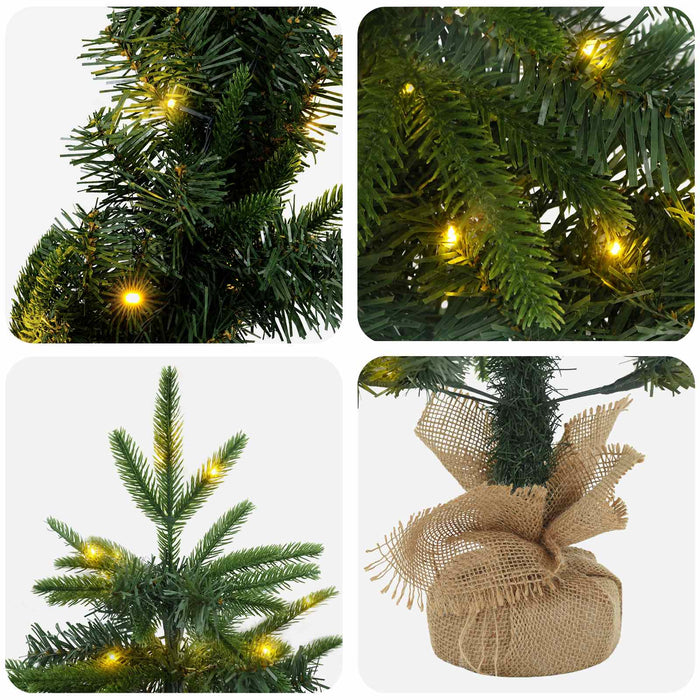 Brad de Crăciun mini 90 cm 175 LED-uri Alb cald PVC și PE Verde WALTI
