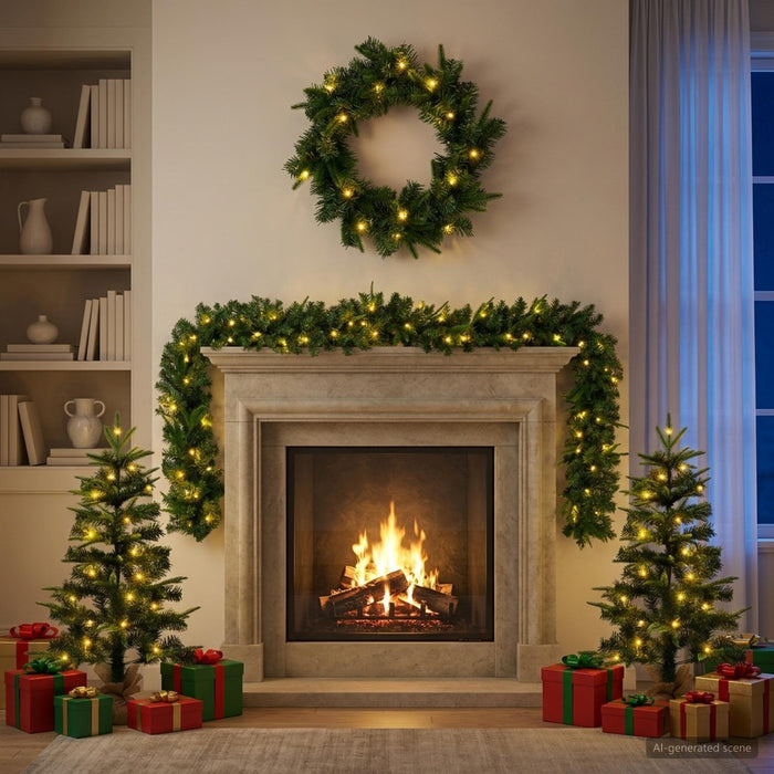 Brad de Crăciun mini 90 cm 175 LED-uri Alb cald PVC și PE Verde WALTI