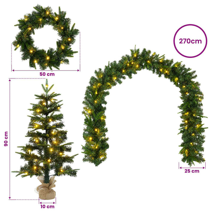 Brad de Crăciun mini 90 cm 175 LED-uri Alb cald PVC și PE Verde WALTI