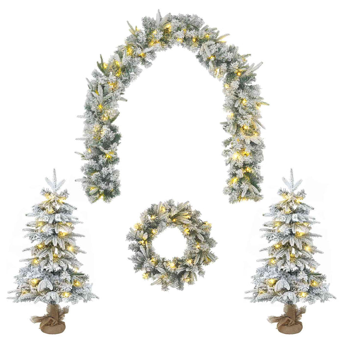 Set mini brad de Crăciun 90 cm 175 LED-uri Alb cald PVC și PE WALTI