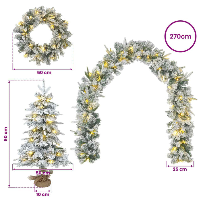 Set mini brad de Crăciun 90 cm 175 LED-uri Alb cald PVC și PE WALTI