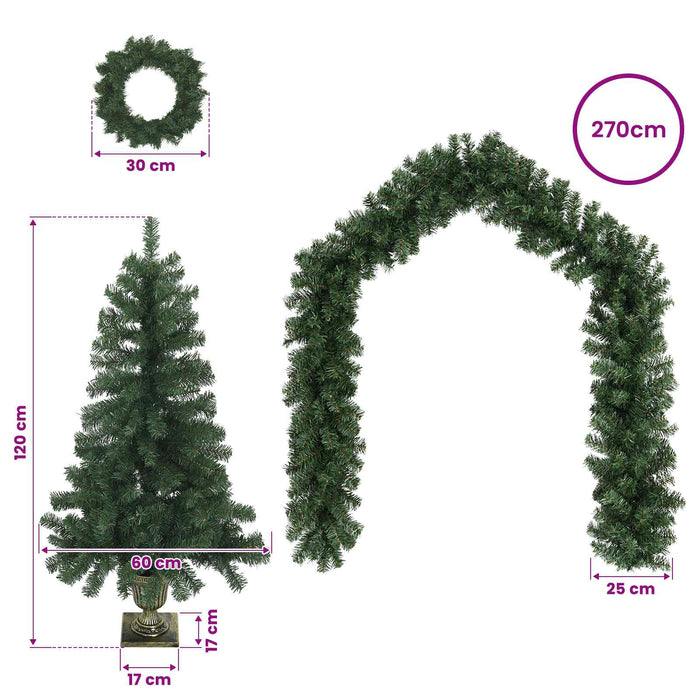 Set mini brad de Crăciun 120 cm PVC Verde WALTI