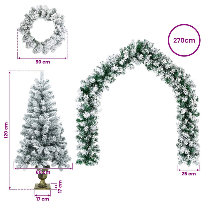 Set mini brad de Crăciun 120 cm PVC Verde și alb WALTI