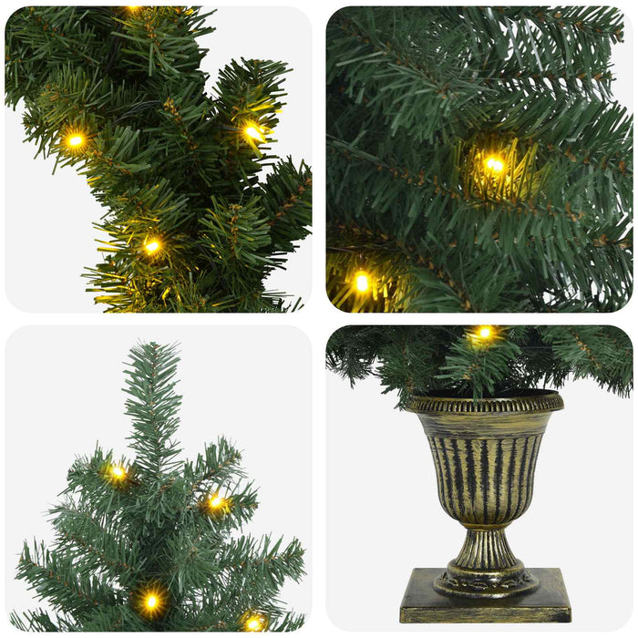 Set mini brad de Crăciun 120 cm 275 LED-uri Alb cald PVC Verde WALTI