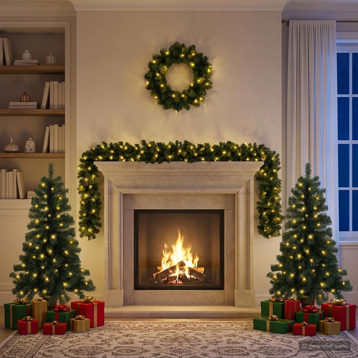 Set mini brad de Crăciun 120 cm 275 LED-uri Alb cald PVC Verde WALTI
