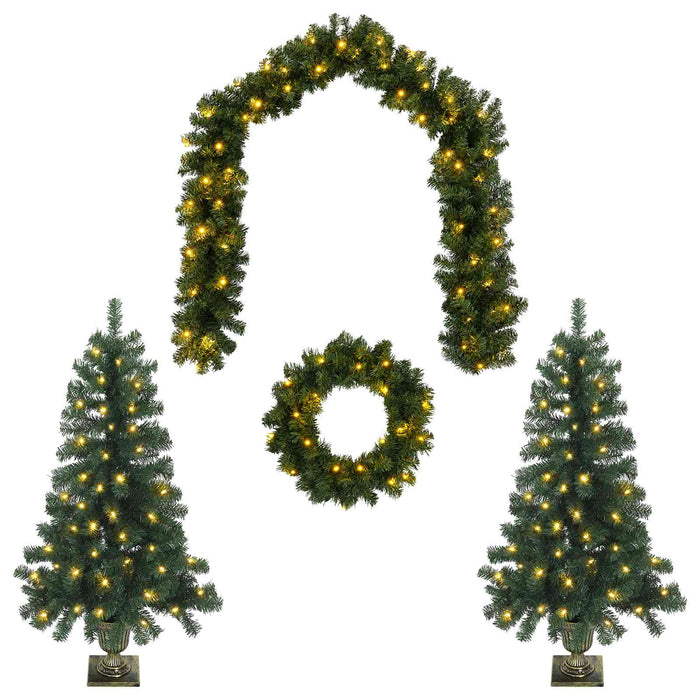 Set mini brad de Crăciun 120 cm 275 LED-uri Alb cald PVC Verde WALTI