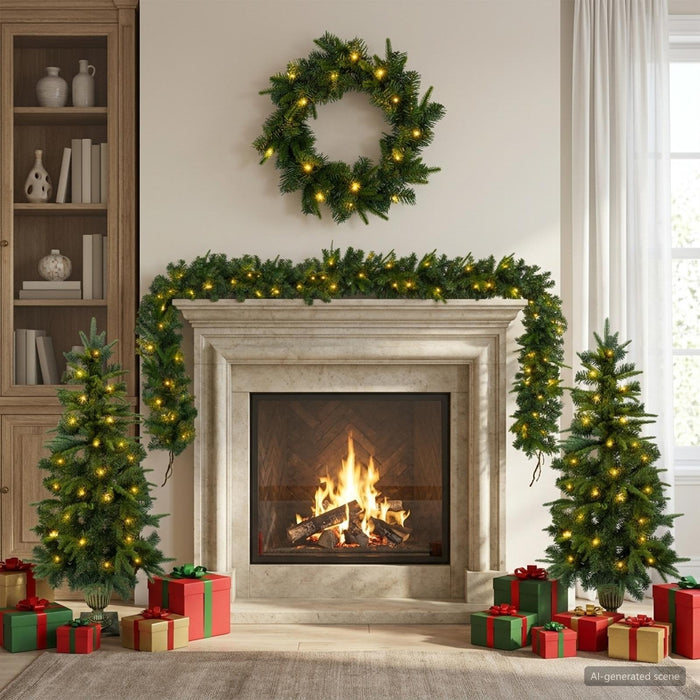 Set mini brad de Crăciun 120 cm 275 LED-uri Alb cald PVC și PE WALTI