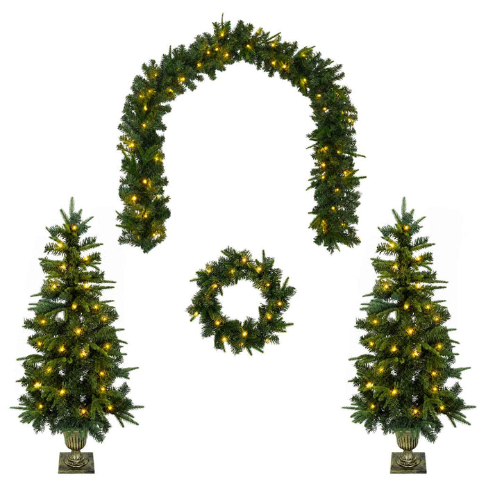 Set mini brad de Crăciun 120 cm 275 LED-uri Alb cald PVC și PE WALTI