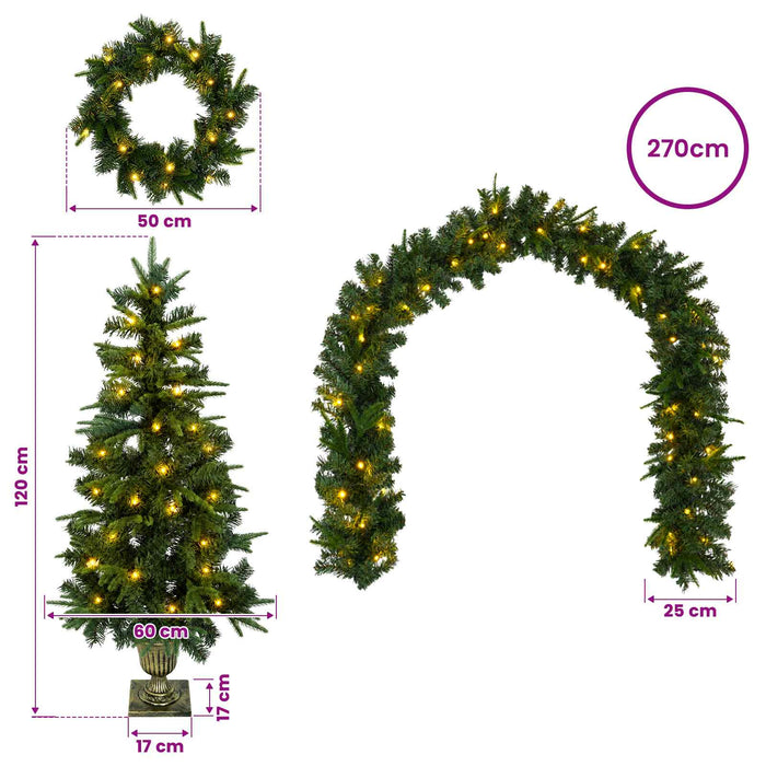 Set mini brad de Crăciun 120 cm 275 LED-uri Alb cald PVC și PE WALTI