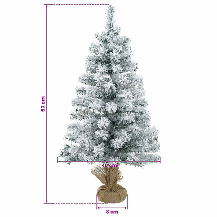 Mini brad de Crăciun nins 60 cm PVC Verde și alb WALTI
