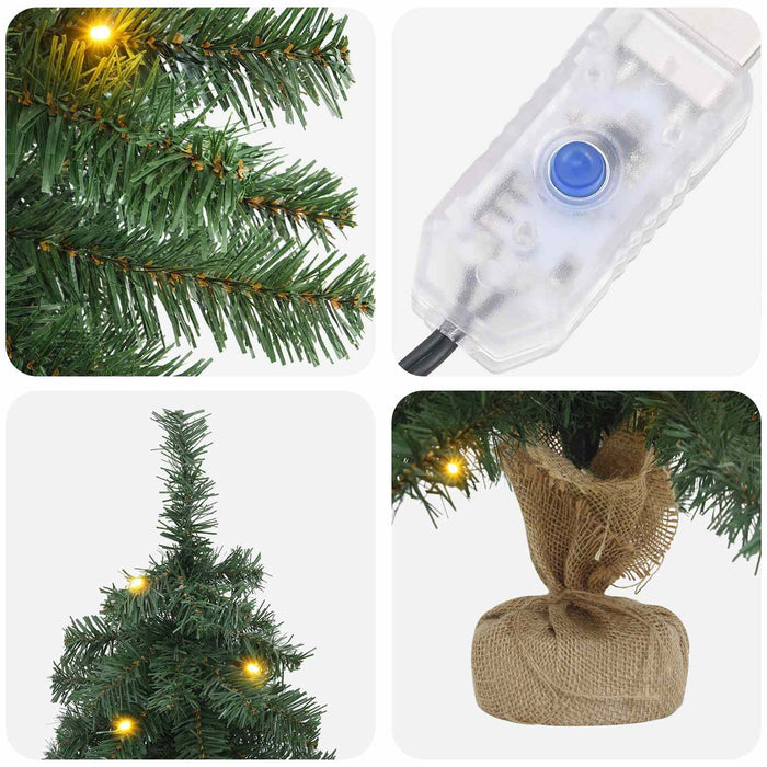 Brad de Crăciun mini 60 cm 25 LED-uri Alb cald PVC Verde WALTI