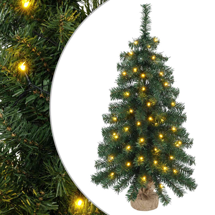 Brad de Crăciun mini 60 cm 25 LED-uri Alb cald PVC Verde WALTI
