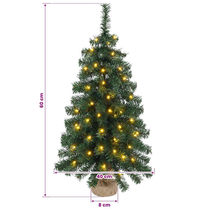 Brad de Crăciun mini 60 cm 25 LED-uri Alb cald PVC Verde WALTI