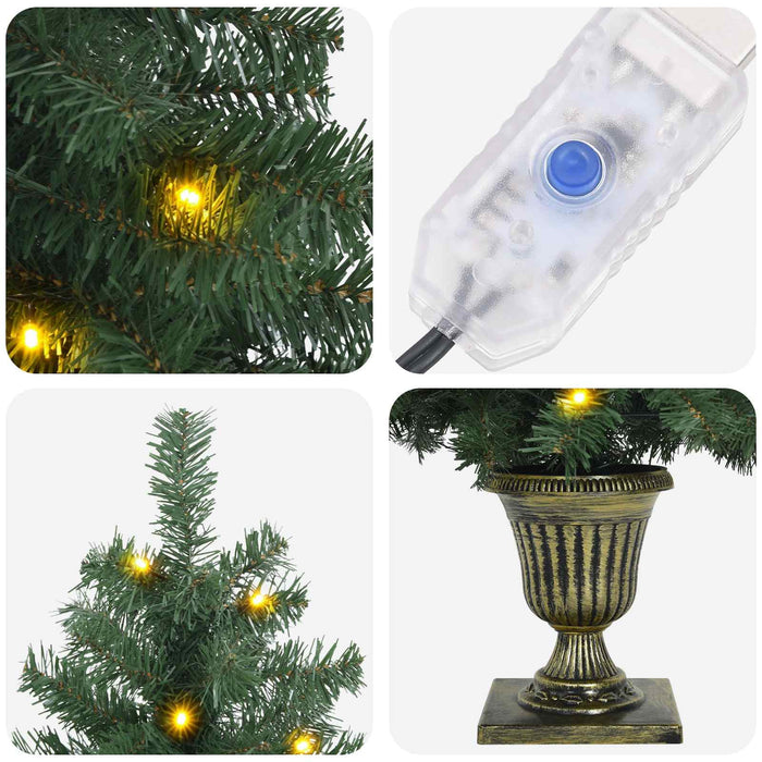 Brad de Crăciun mini 120 cm 100 LED-uri Alb cald PVC Verde WALTI