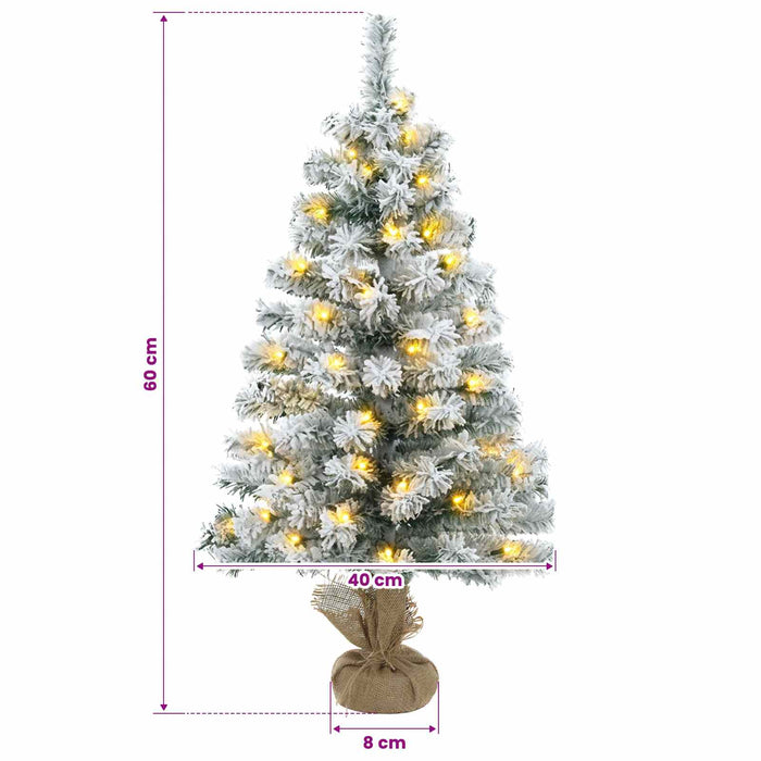 Mini brad de Crăciun nins 60 cm 25 LED-uri Alb cald PVC - WALTI WALTI