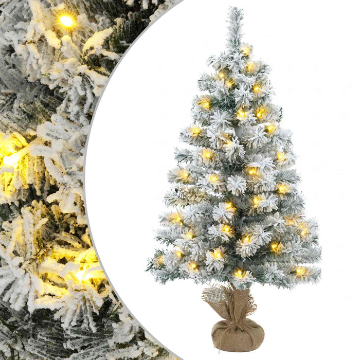 Mini brad de Crăciun nins 90 cm 50 LED-uri Alb cald PVC WALTI